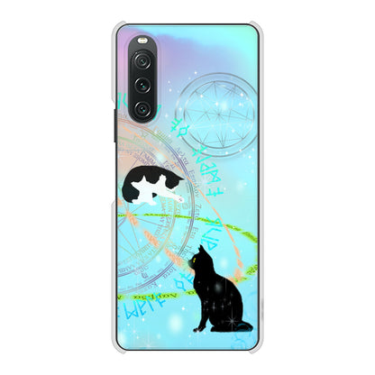 Xperia 10 V SO-52D docomo 高画質仕上げ 背面印刷 ハードケース魔法陣猫