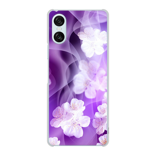 Xperia 10 VI SO-52E docomo 高画質仕上げ 背面印刷 ハードケース 【1211 桜とパープルの風】