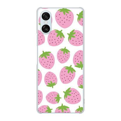 Xperia 10 VI SO-52E docomo 高画質仕上げ 背面印刷 ハードケース小さいイチゴ模様