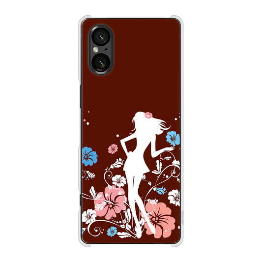 Xperia 5 V SO-53D docomo 高画質仕上げ 背面印刷 ハードケース 【110 ハイビスカスと少女】