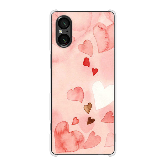 Xperia 5 V SO-53D docomo 高画質仕上げ 背面印刷 ハードケース 【1125 ハートの和紙】