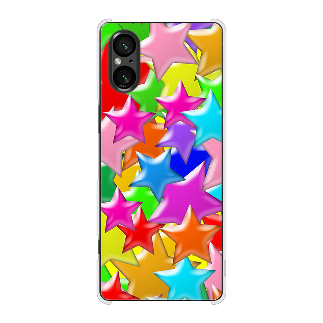 Xperia 5 V SO-53D docomo 高画質仕上げ 背面印刷 ハードケース 【1293 ランダムスター】