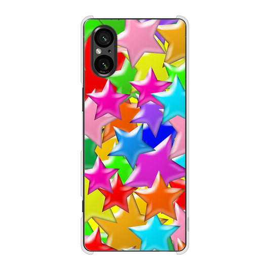Xperia 5 V SO-53D docomo 高画質仕上げ 背面印刷 ハードケース 【1293 ランダムスター】