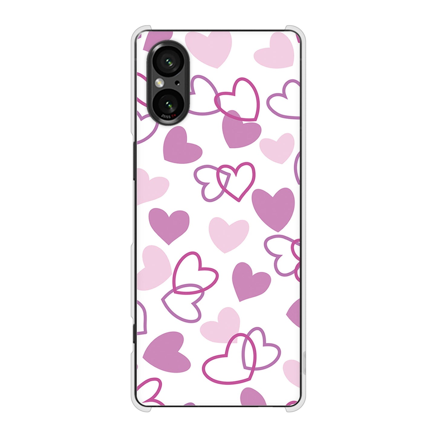 Xperia 5 V SO-53D docomo 高画質仕上げ 背面印刷 ハードケースハートがいっぱい