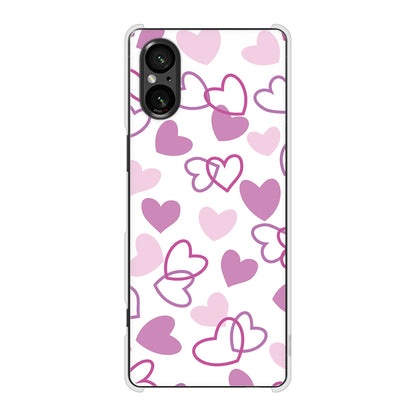 Xperia 5 V SO-53D docomo 高画質仕上げ 背面印刷 ハードケースハートがいっぱい