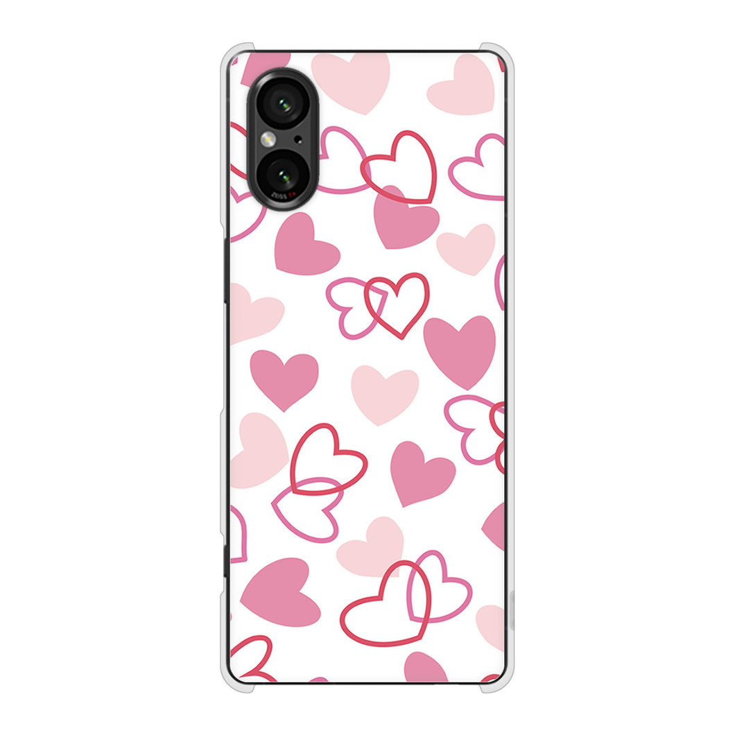 Xperia 5 V SO-53D docomo 高画質仕上げ 背面印刷 ハードケースハートがいっぱい