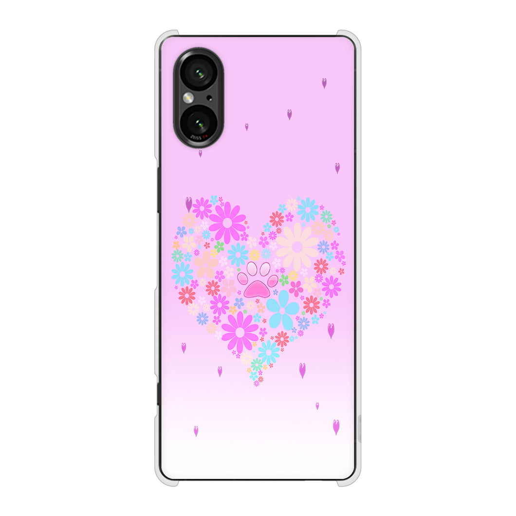 Xperia 5 V SO-53D docomo 高画質仕上げ 背面印刷 ハードケースハートと肉球