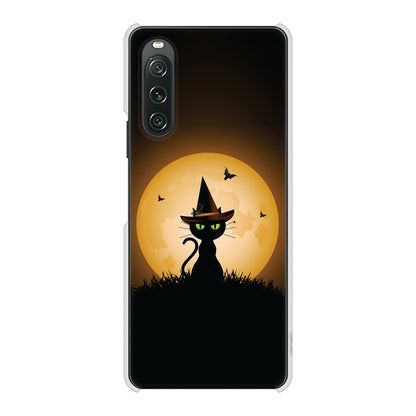 Xperia 10 V SOG11 au 高画質仕上げ 背面印刷 ハードケース夜とネコ