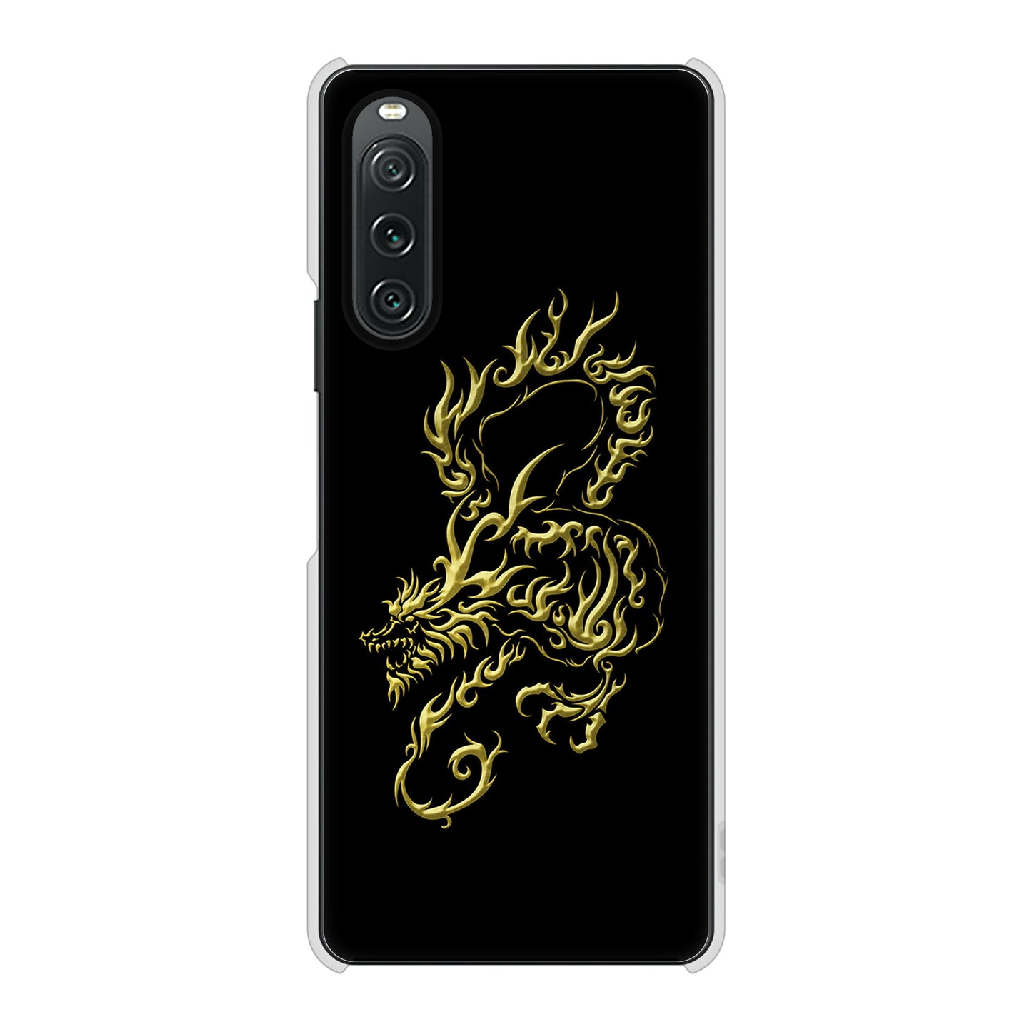 Xperia 10 V SOG11 au 高画質仕上げ 背面印刷 ハードケース 【VA831 闇と龍】