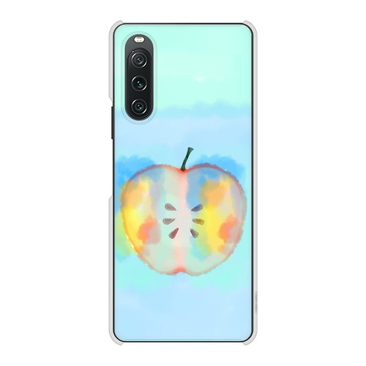Xperia 10 V SOG11 au 高画質仕上げ 背面印刷 ハードケース 【YJ181 りんご 水彩181】
