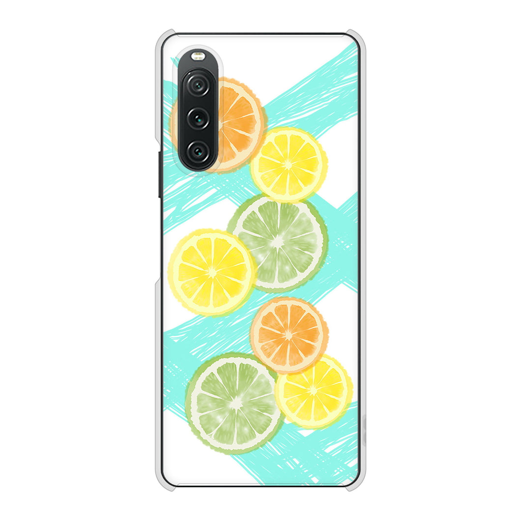 Xperia 10 V SOG11 au 高画質仕上げ 背面印刷 ハードケース 【YJ183 オレンジライム】