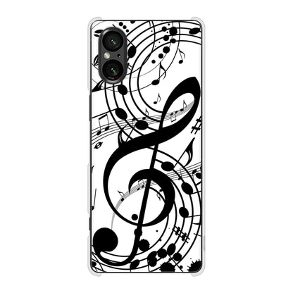 Xperia 5 V SOG12 au 高画質仕上げ 背面印刷 ハードケース音符
