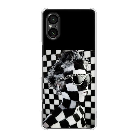Xperia 5 V SOG12 au 高画質仕上げ 背面印刷 ハードケース 【357 bk&wh】
