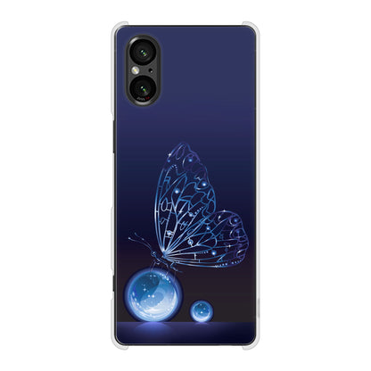 Xperia 5 V SOG12 au 高画質仕上げ 背面印刷 ハードケースバタフライ