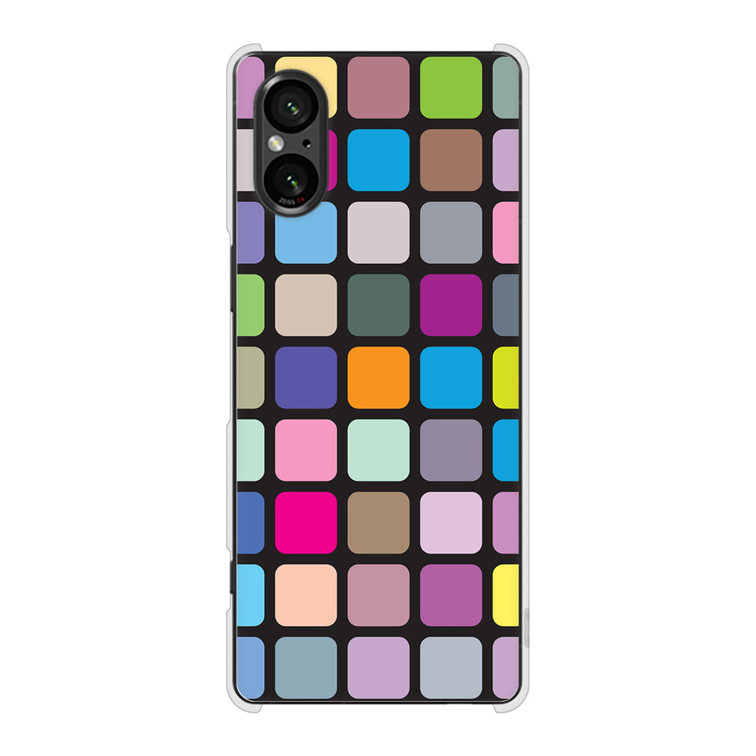 Xperia 5 V SOG12 au 高画質仕上げ 背面印刷 ハードケース 【509 カラースクエア】