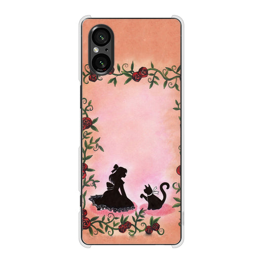 Xperia 5 V SOG12 au 高画質仕上げ 背面印刷 ハードケースお姫様とネコ