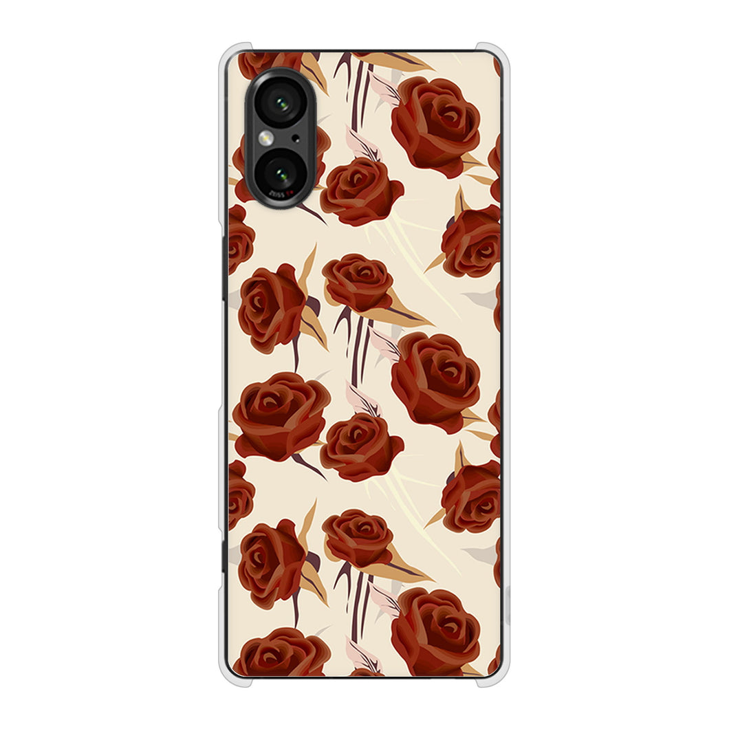 Xperia 5 V SOG12 au 高画質仕上げ 背面印刷 ハードケース 【1157 クラシックローズ】