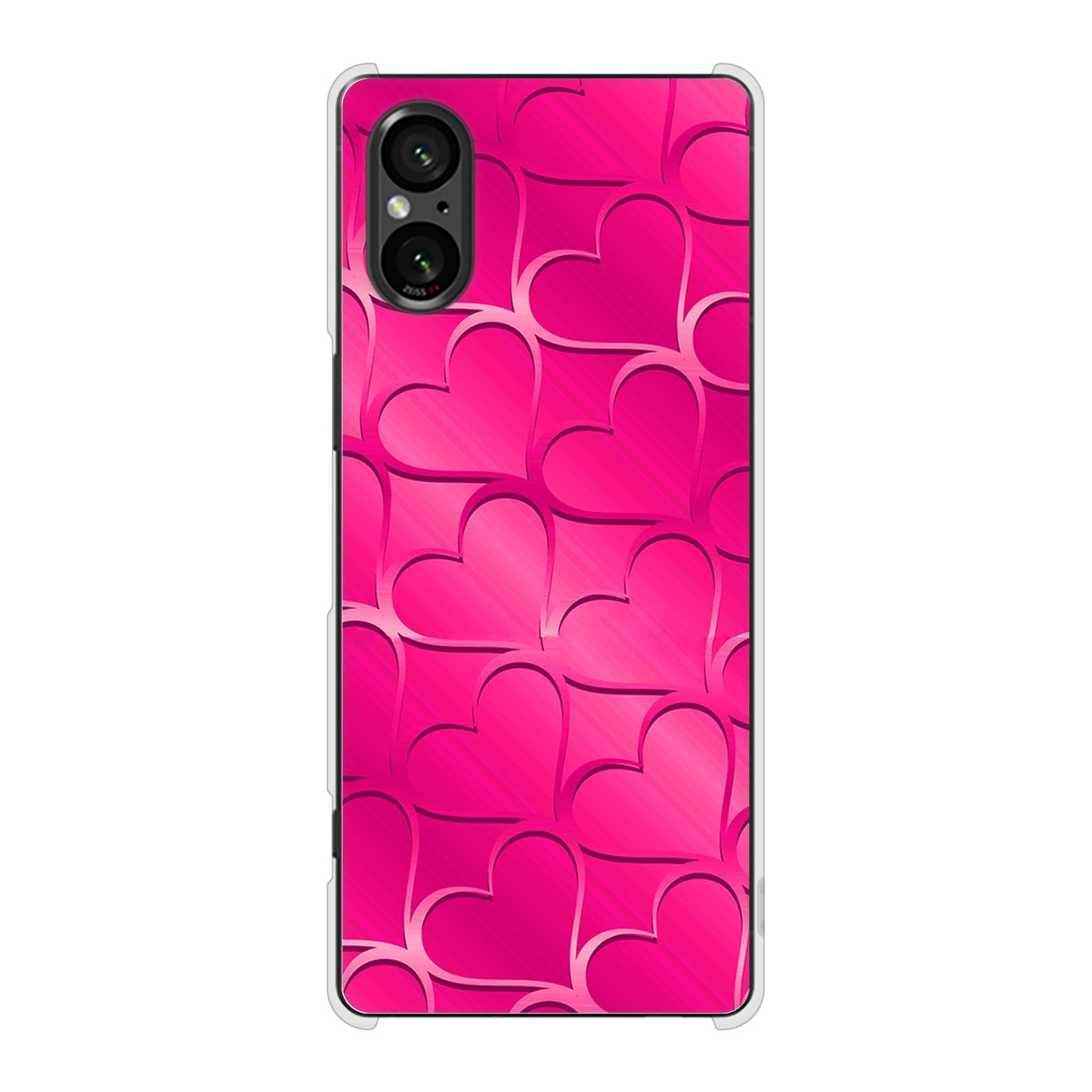 Xperia 5 V SOG12 au 高画質仕上げ 背面印刷 ハードケースかくれハート