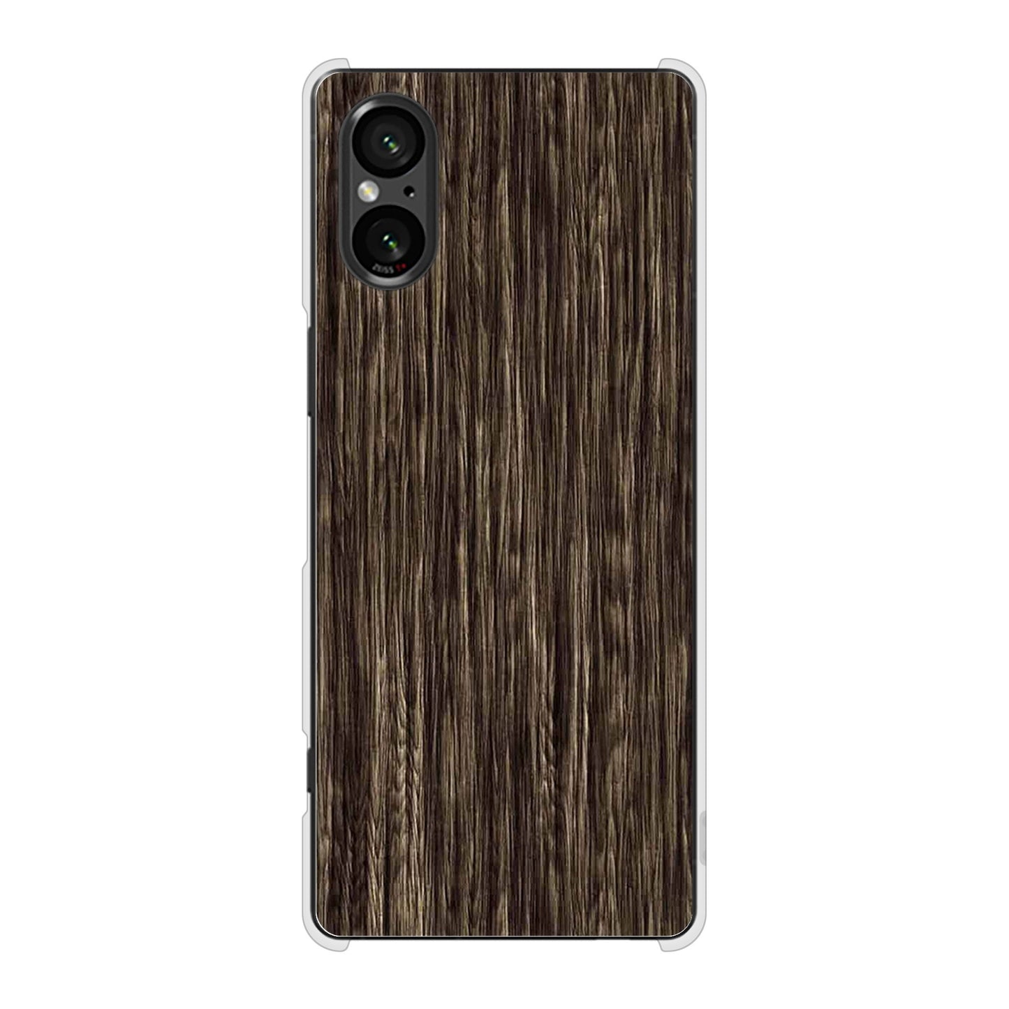 Xperia 5 V SOG12 au 高画質仕上げ 背面印刷 ハードケース 【EK848 木目ダークブラウン】