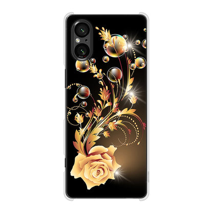 Xperia 5 V SOG12 au 高画質仕上げ 背面印刷 ハードケースロマンチックなバラ