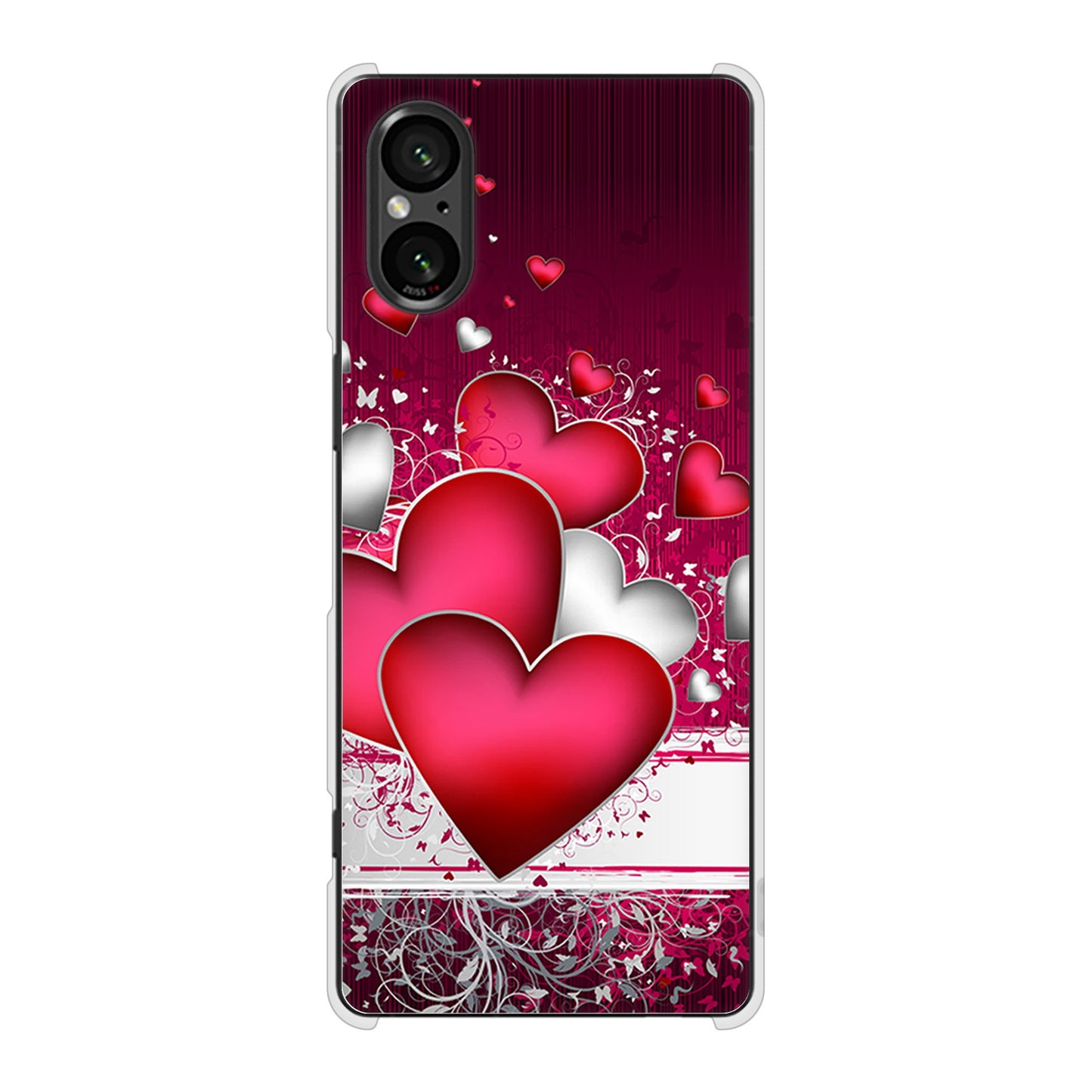 Xperia 5 V SOG12 au 高画質仕上げ 背面印刷 ハードケース 【VA835 ハートの息吹】