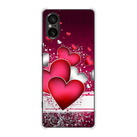 Xperia 5 V SOG12 au 高画質仕上げ 背面印刷 ハードケース 【VA835 ハートの息吹】