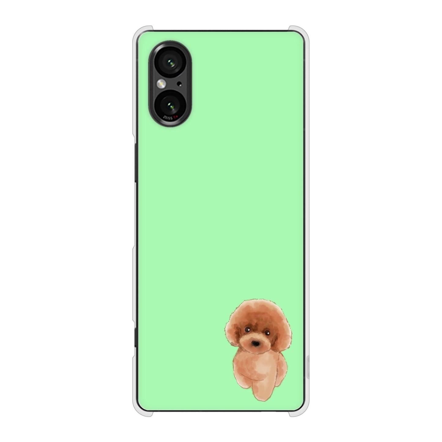 Xperia 5 V SOG12 au 高画質仕上げ 背面印刷 ハードケーストイプードルレッド