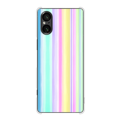 Xperia 5 V SOG12 au 高画質仕上げ 背面印刷 ハードケースレインボー