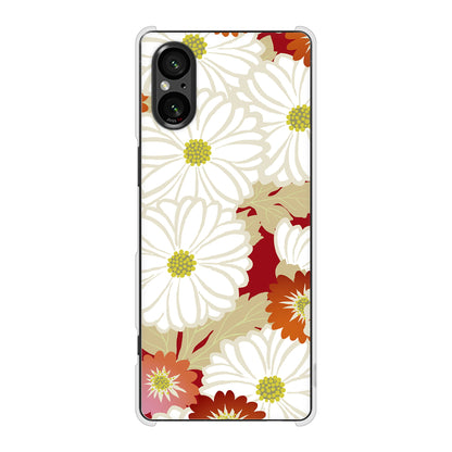 Xperia 5 V SOG12 au 高画質仕上げ 背面印刷 ハードケース和花柄