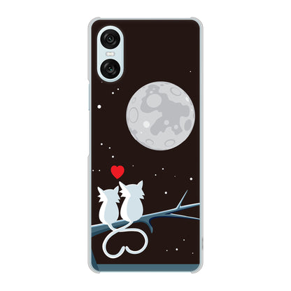 Xperia 10 VI SOG14 au 高画質仕上げ 背面印刷 ハードケース夜とネコ