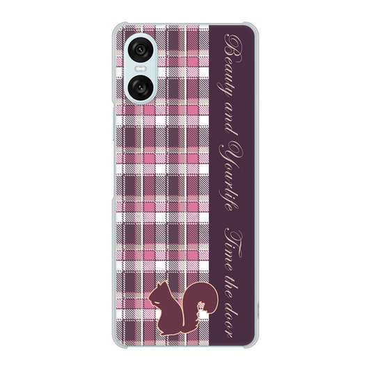 Xperia 10 VI SOG14 au 高画質仕上げ 背面印刷 ハードケースピンクチェック