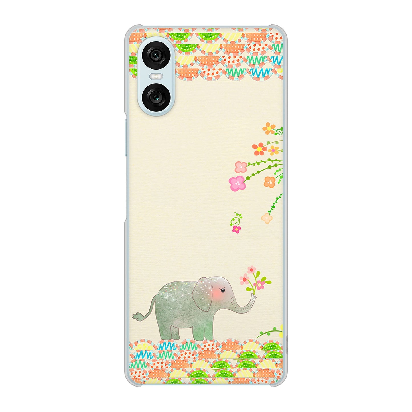 Xperia 10 VI SOG14 au 高画質仕上げ 背面印刷 ハードケース 【1039 お散歩ゾウさん】