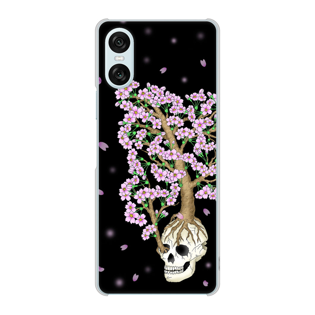 Xperia 10 VI SOG14 au 高画質仕上げ 背面印刷 ハードケースむかいあぐる 苺骸骨王冠蔦