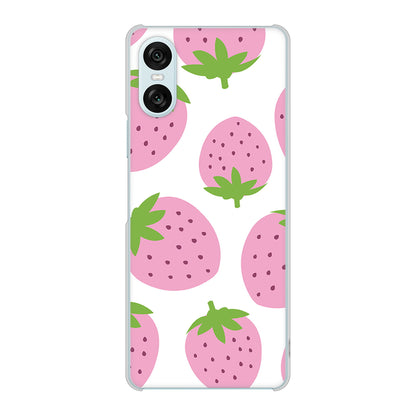Xperia 10 VI SOG14 au 高画質仕上げ 背面印刷 ハードケース大きいイチゴ模様