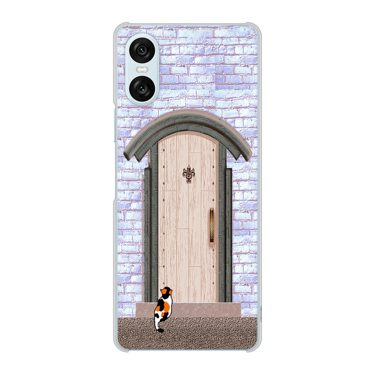 Xperia 10 VI SOG14 au 高画質仕上げ 背面印刷 ハードケース猫とドア