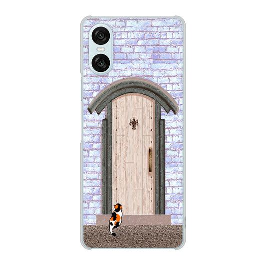 Xperia 10 VI SOG14 au 高画質仕上げ 背面印刷 ハードケース猫とドア