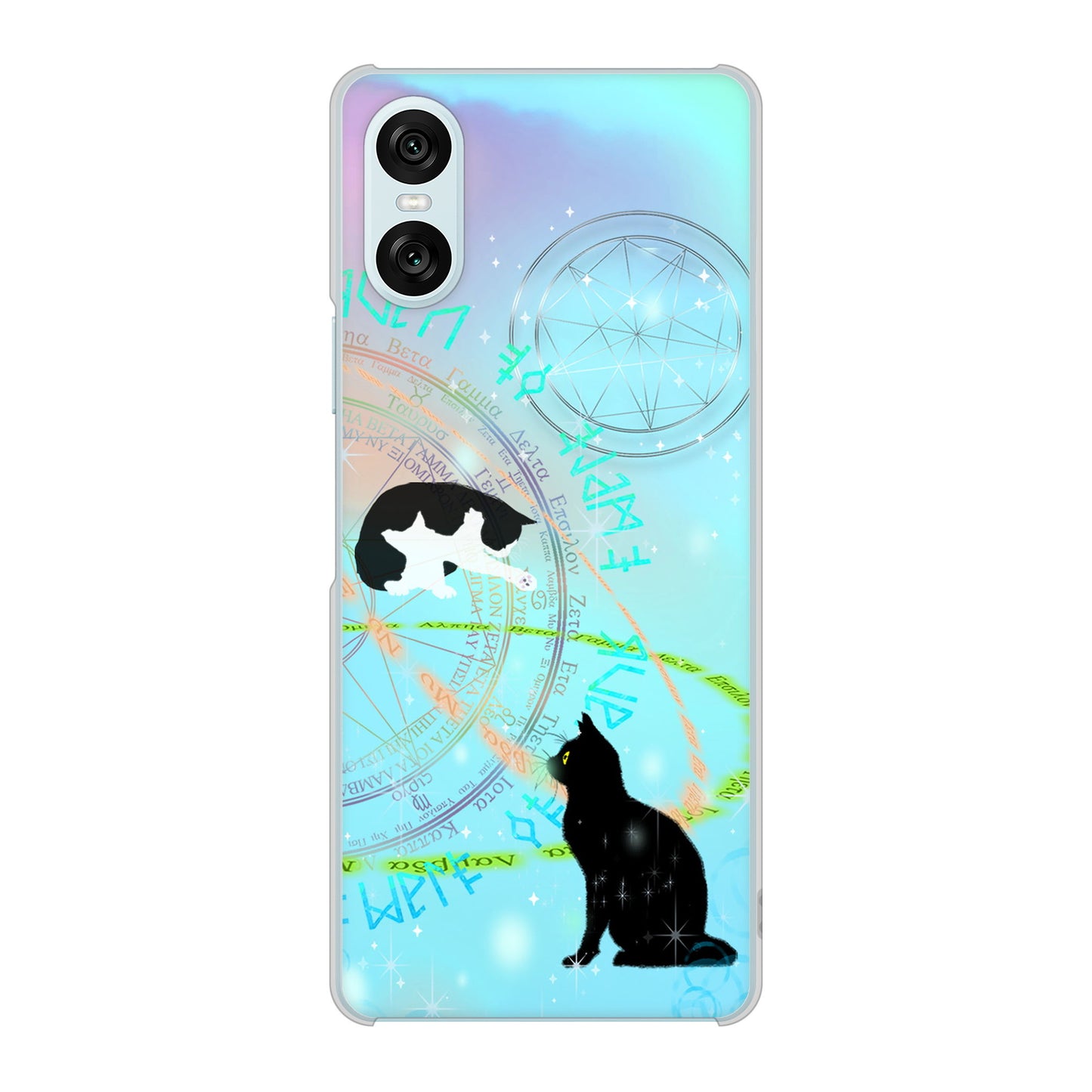 Xperia 10 VI SOG14 au 高画質仕上げ 背面印刷 ハードケース魔法陣猫