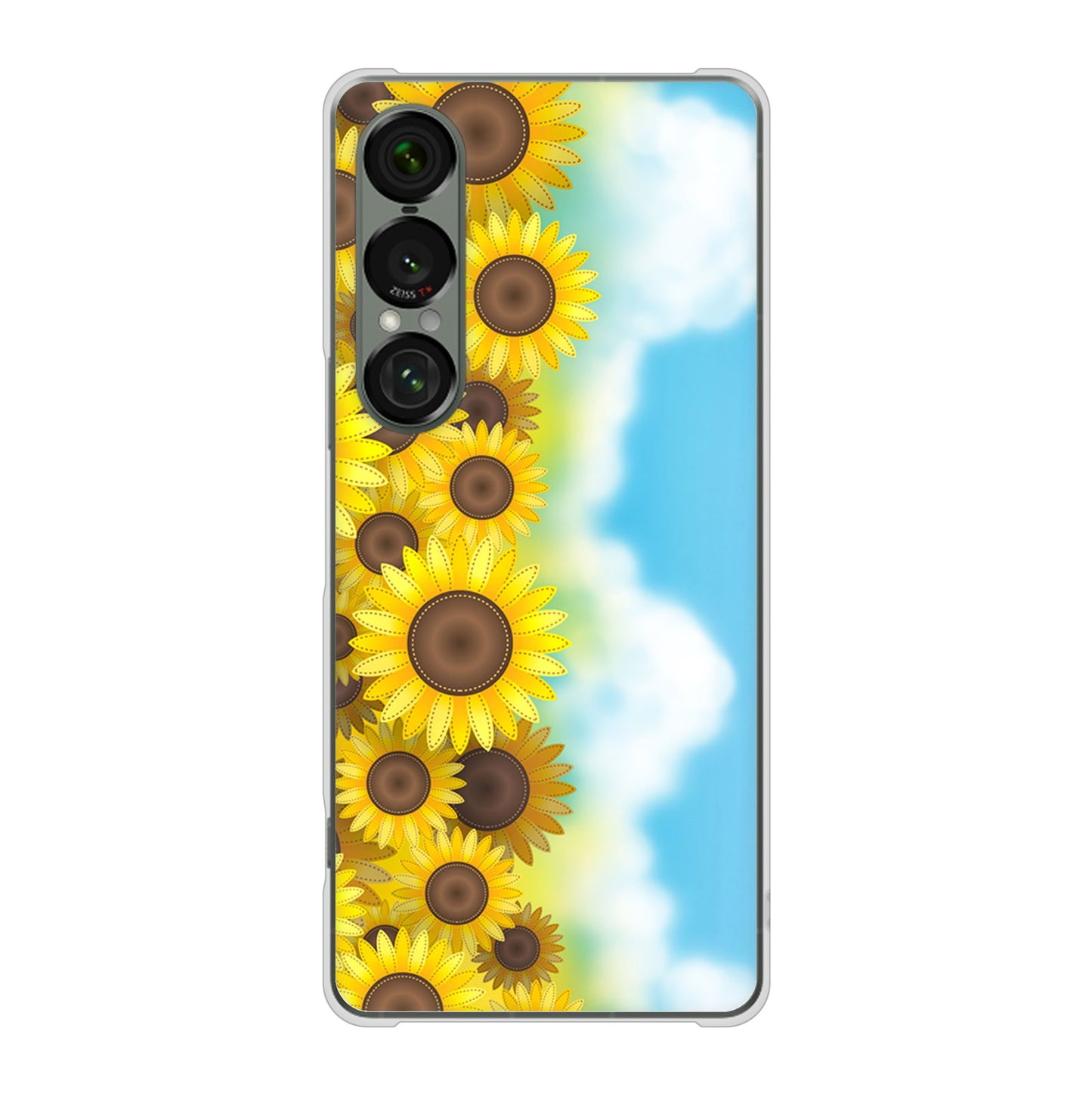 Xperia 1 VII SOG15 au 高画質仕上げ 背面印刷 ハードケース 【148 ひまわり畑】