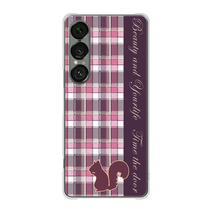 Xperia 1 VII SOG15 au 高画質仕上げ 背面印刷 ハードケースピンクチェック