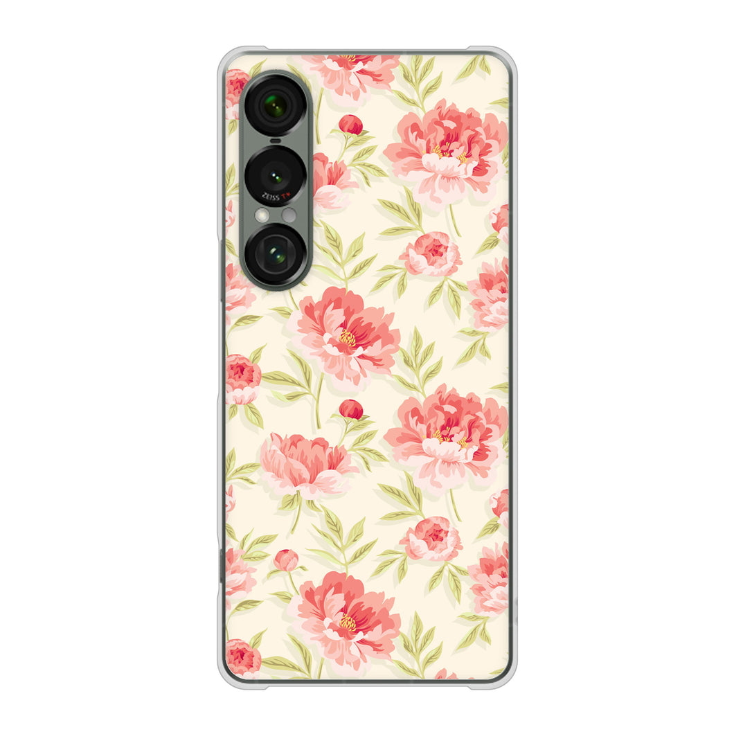 Xperia 1 VII SOG15 au 高画質仕上げ 背面印刷 ハードケース北欧の小花