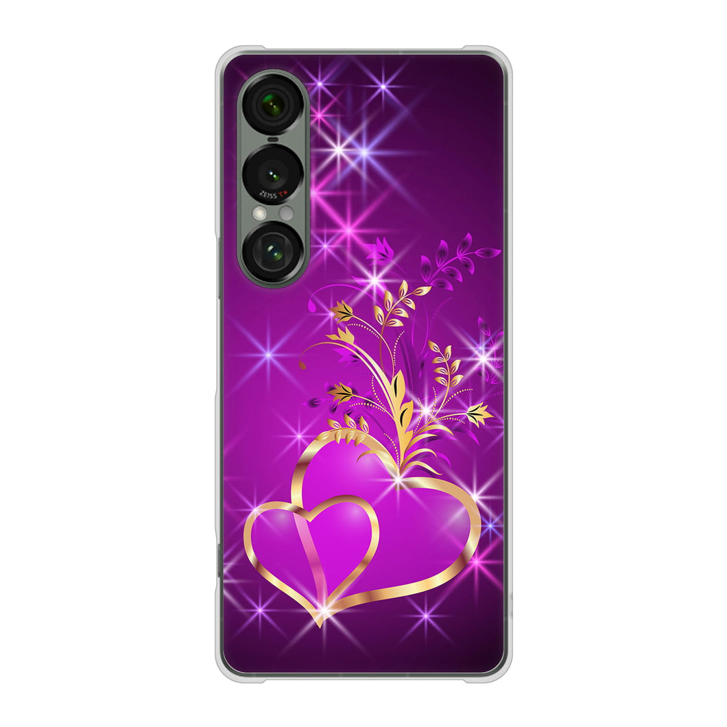 Xperia 1 VII SOG15 au 高画質仕上げ 背面印刷 ハードケースきらめきハート