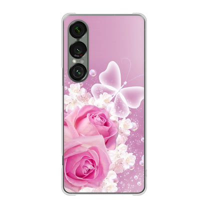 Xperia 1 VII SOG15 au 高画質仕上げ 背面印刷 ハードケースロマンチックなバラ