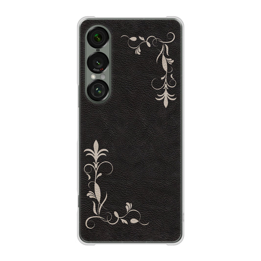 Xperia 1 VII SOG15 au 高画質仕上げ 背面印刷 ハードケース 【EK825 レザー風グラスフレーム】