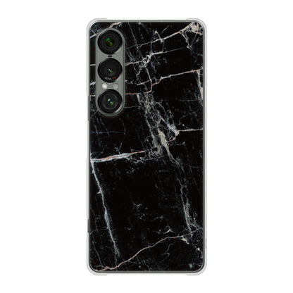 Xperia 1 VII SOG15 au 高画質仕上げ 背面印刷 ハードケース大理石BK