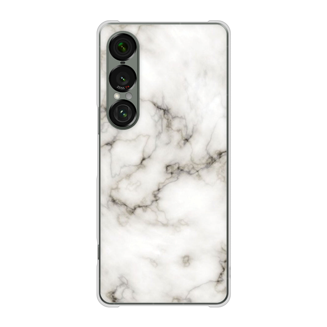 Xperia 1 VII SOG15 au 高画質仕上げ 背面印刷 ハードケース大理石BK
