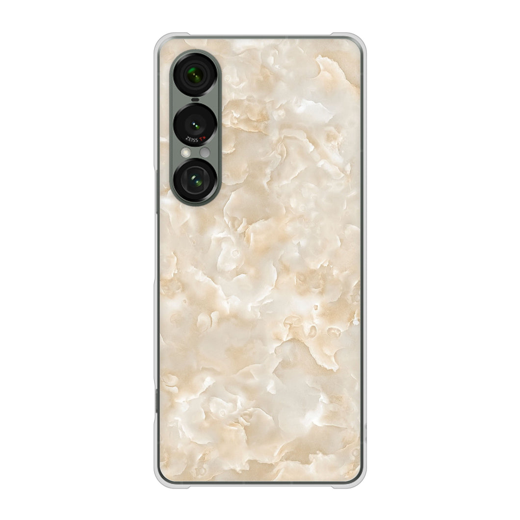 Xperia 1 VII SOG15 au 高画質仕上げ 背面印刷 ハードケース大理石BK