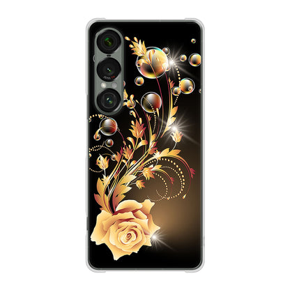 Xperia 1 VII SOG15 au 高画質仕上げ 背面印刷 ハードケースロマンチックなバラ