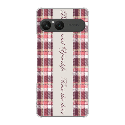 Xperia 10 VII SOG16 au 高画質仕上げ 背面印刷 ハードケースピンクチェック