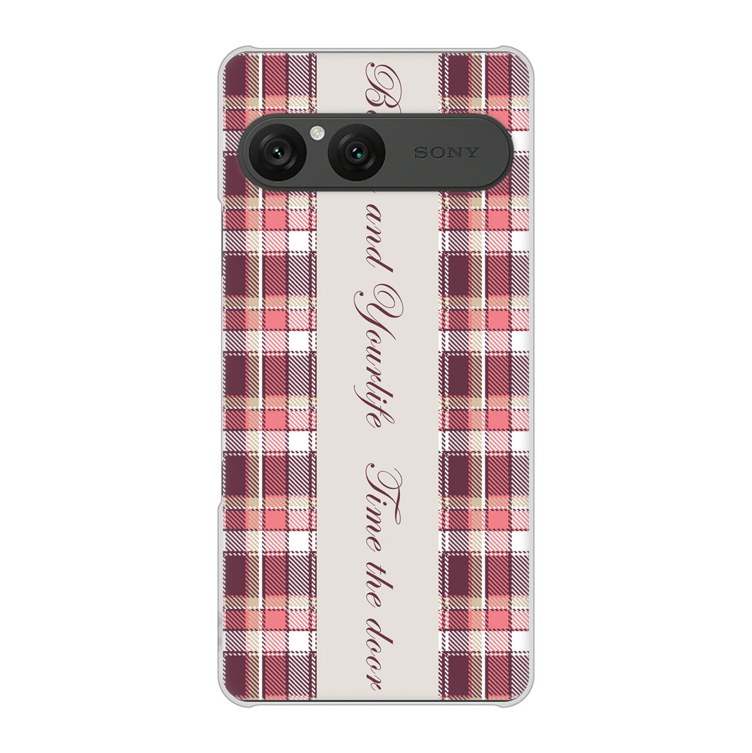 Xperia 10 VII SOG16 au 高画質仕上げ 背面印刷 ハードケースピンクチェック