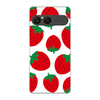 Xperia 10 VII SOG16 au 高画質仕上げ 背面印刷 ハードケース大きいイチゴ模様